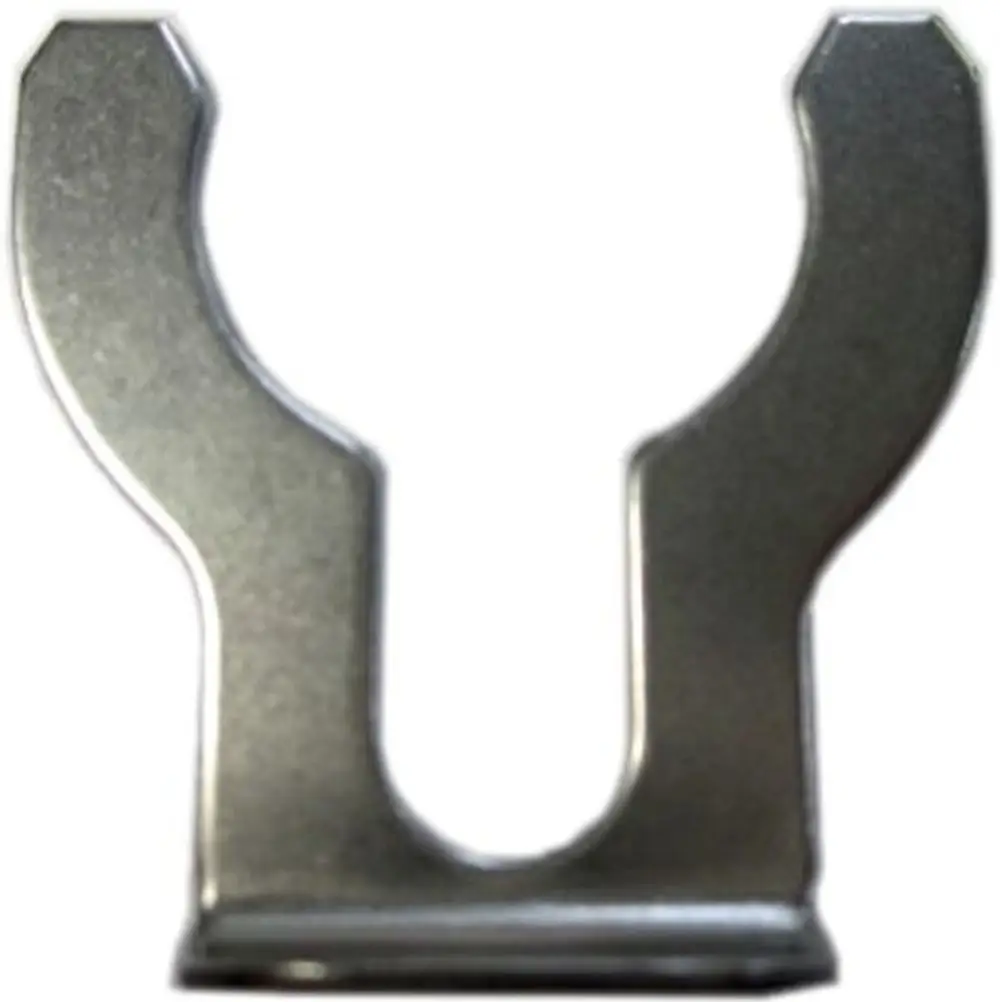 Verrohrungsclip aus Metall mit U-förmigem Design, geeignet für die Montage von Rohren, hergestellt von Wolf.